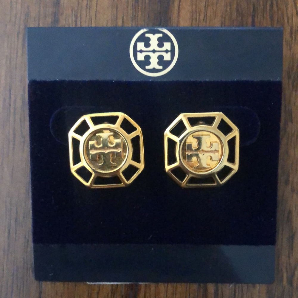 Tory Burch Logo Audrina Post Gold Earrings